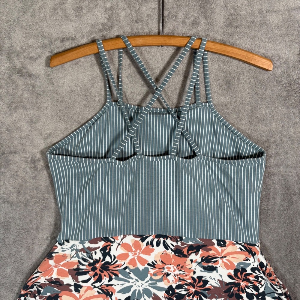 Pact Striped Bodice Floral Midi Dress in Teal, Coral, White, Black - Picture 10 of 14
